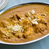 Chicken Korma · A cashew nut based chicken curry, flavored with nutmeg.