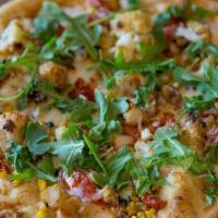 Cauliflower Heaven Pizza · 12'' Gluten-Free Cauliflower crust topped with juicy roasted garlic tomatoes, baked mushroom...