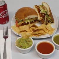 Mexican Tortas · choose of meat (steak, chicken, carnitas, al pastor or veggies) Mexican bun, beans, lettuce,...