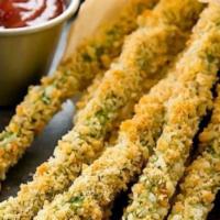Asparagus Fries · coated in panko bread crumbs and served with a side of herb aioli