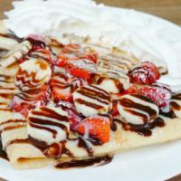 Strawberry Banana Nutella Crepes · It comes with strawberry, banana, nutella, whip cream and sugar powder (no chocolate syrup o...