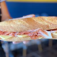 Le Classique Basque · Jambon, Cheese & Butter in a fresh baked French baguette