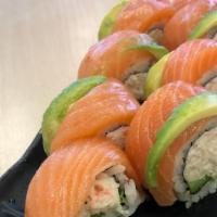 Alaskan-(8Pc) · Slices of Freshwater Salmon and Avocado over California roll