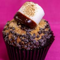 S'More · Chocolate cupcake with filled with marshmallow fluff frosted with a chocolate buttercream an...