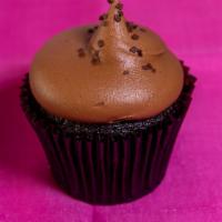 Double Chocolate · Chocolate cupcake frosted with a chocolate buttercream, topped with pure chocolate sprinkles.