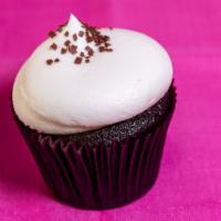 Chocolate & Vanilla · Chocolate cupcake frosted with vanilla bean buttercream, topped with pure chocolate sprinkles.