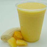 Hawaiian Bliss · Pineapple, Mango, Coconut Shreds, Banana, Coconut Milk.