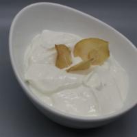 Masto Moosir · Yogurt and shallots. Chopped dry shallots mixed in with traditional Greek style yogurt, hint...