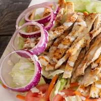 Chicken Salad · Green leaves salad and grilled chicken.