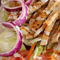 Chicken Salad · Green leaf salad with grilled chicken breast.