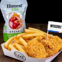 Impossible™ Kids Meal · 4 Impossible™ chicken nuggets with fries or tater tots and a choice of drink.