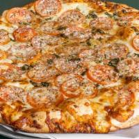 Petrillo'S Pizza Bianca · No tomato sauce. Brushed with extra virgin olive oil, mozzarella cheese, Romano cheese, fres...