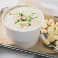 East Hampton Clam Chowder · White, cream-based. Served with oyster crackers.