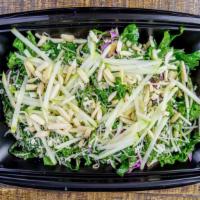 Citrus Kale · Green apple, almonds, and asiago cheese with lemon and honey dressing.
