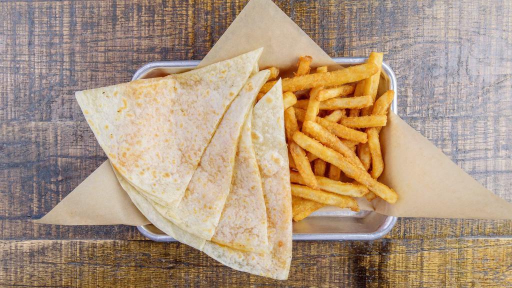 Cheese Quesadilla · Served with a side & juice box.
