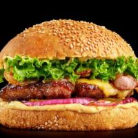 Classic Angus Burger · Juicy Angus beef patty with melted American cheese, lettuce, tomato, shaved onions, pickles ...