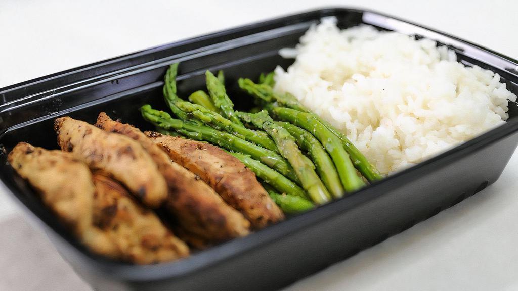 Vegan Chicken Meal · meat-less chicken , 2 free sides to choose from.