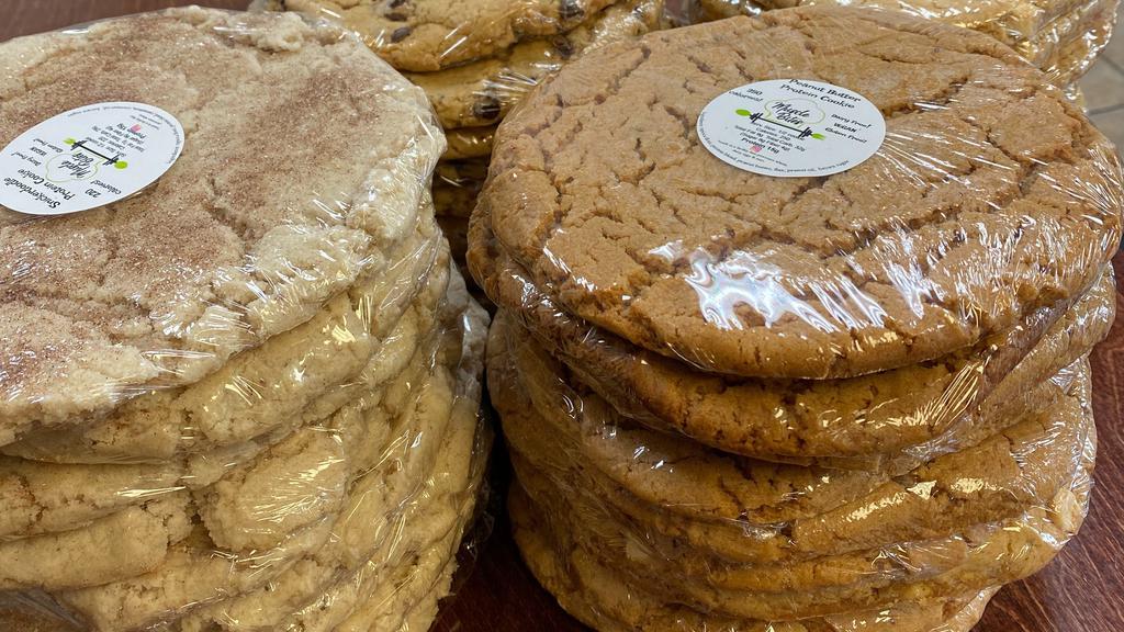 Protein Cookie · Every flavor is not always in stock.  Please, call the store to confirm availability before placing your order.  (661) 491-3224

Flavors:  Chocolate Chip, Double Chocolate, Peanutbutter, and Oatmeal