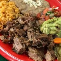 Carnitas Combo · Fried pork with beans, rice and corn tortillas. . * Add-ons for an additional charge. . NOTE...