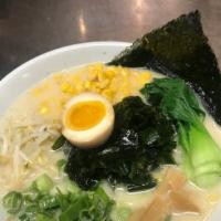 Vegeterian Ramen · Creamy vegetarian broth, corn, wakame,bokchoy, bamboo, green onion, beansprouts, noodles and...