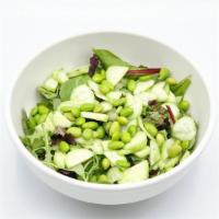 House Salad · Organic mixed greens, cucumbers and edamame. Your choice of dressing.