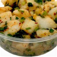Mediterranean Potato Salad · Potatoes, parsley, green onion, salt, olive oil, Aleppo peppers, and salt.