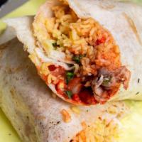 Flamin Hot Chettos Burrito · Large Burrito with Rice, Beans, Cheese, Meat, and Hot Cheetos