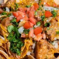 Nachos With Meat · Medium Seasoned Nachos with Cheese, Beans, and Meat