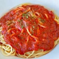 Spaghetti With Marinara Sauce · Spaghetti served in our homemade marinara sauce. Served with a side of focaccia bread.