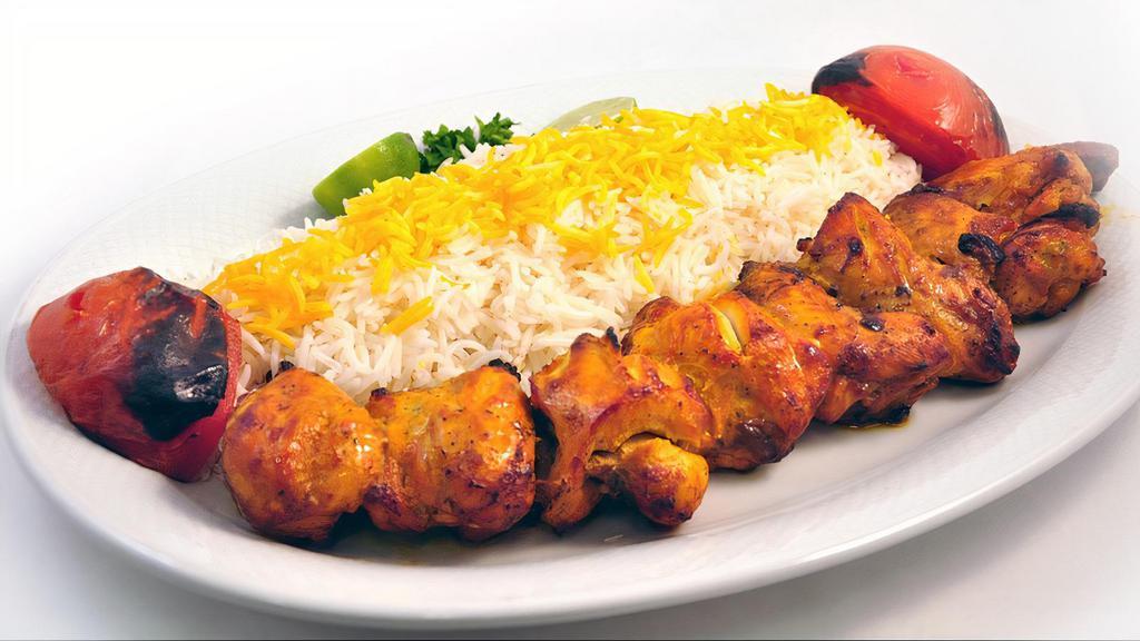 Chicken Kebab · Boneless chicken served with a side of white rice.