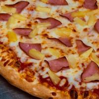 Hawaiian · Canadian bacon, pineapple, mozzarella.