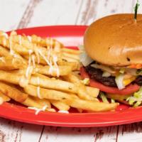 Beef Burger · With drink & fries.