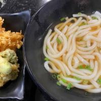 Tempura Udon · Japanese udon soup with tempura shrimp and vegetables.