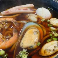 Seafood Udon · Japanese udon soup with mixed seafood.