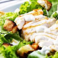 Chicken Caesar Salad · Fresh spring mix lettuce grilled chicken croutons and parmesan cheese