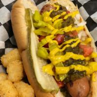 T-Bird Dog · Chicago style dog with onions, tomato, pepperoncinis sweet pickle relish, dill pickle spear,...