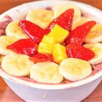 Acai Bowl · Acai, mix berries, banana, peanut butter, honey, natural yogurt , 
on top granola banana str...
