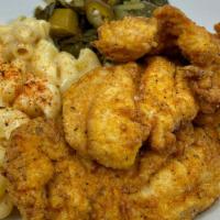 Fried Chicken Plate · Fried Chicken tenders with choice of two sides.