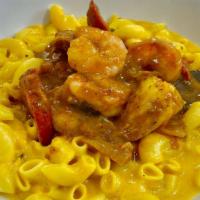 Gumbo Mac · Topping portions are the same on all sizes. Chicken, sausage, shrimp in creole brown sauce
