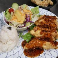 Sesame Chicken · Fried chicken 8oz with sesame sauce white rice house salad seasonal fruit