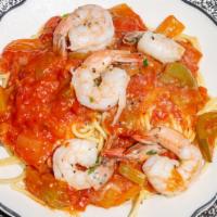 Shrimp Creole (Large) · With spaghetti and/or ravioli.