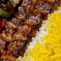 Koobideh · Ground beef kabob. A tantalizing mature of ground beef and onions. Skewered and broiled serv...