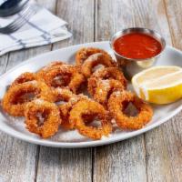 Calamari Fritte · Lightly breaded calamari rings fried golden brown & served with our house marinara sauce