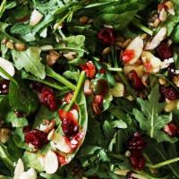Halfzie Health Nut (Copy) · Spring Mix + Fresh Spinach + Dried Cranberries + Sunflower Seeds + Sliced Almonds + Feta + F...