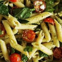 Halfzie Pasta Salata Verde (Copy) · Penne Pasta + Fresh Spinach + Cherry Tomato + Feta Cheese + Basil Pesto