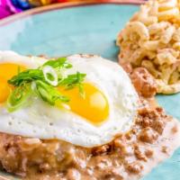 Loco Moco · Ground beef, onions, and brown gravy with two fried eggs over rice. Served with 3 scoops of ...