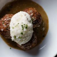Oven Braised Chicken Meatballs · Sheeps Milk Ricotta, Wild Mushroom, Truffle