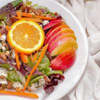Fuji Salad · Mixed greens with glazed balsamic vinaigrette topped with gorgonzola cheese, fuji apples and...