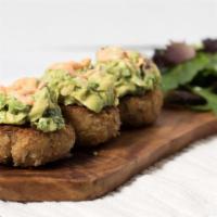 Crab Cakes · Lump meat crab cakes, spicy aioli, avocado relish