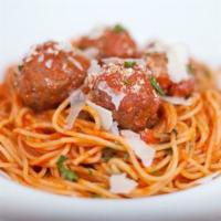 Spaghetti & Meatballs · Louise’s original tomato sauce and Nonna’s meatballs